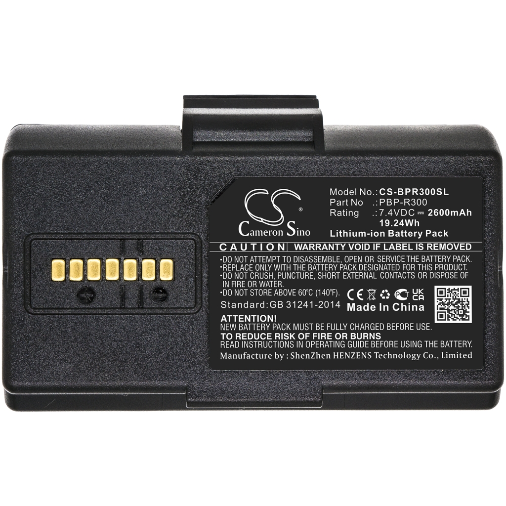 Baterie CS-BPR300SL, conector auriu cu 6 pini, vedere laterală cu etichetă Cameron Sino