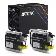 TCTK cartușe de cerneală LC-1100 pachet de 2 negru compatibile cu Brother DCP-145 C DCP-J 125 MFC-250 C MFC-J 220, înlocuiește LC1100BK
