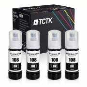 TCTK Cartușe de cerneală E-108BK set de 4 negru compatibil cu Epson L8000 Series L18050 L8050 L8100