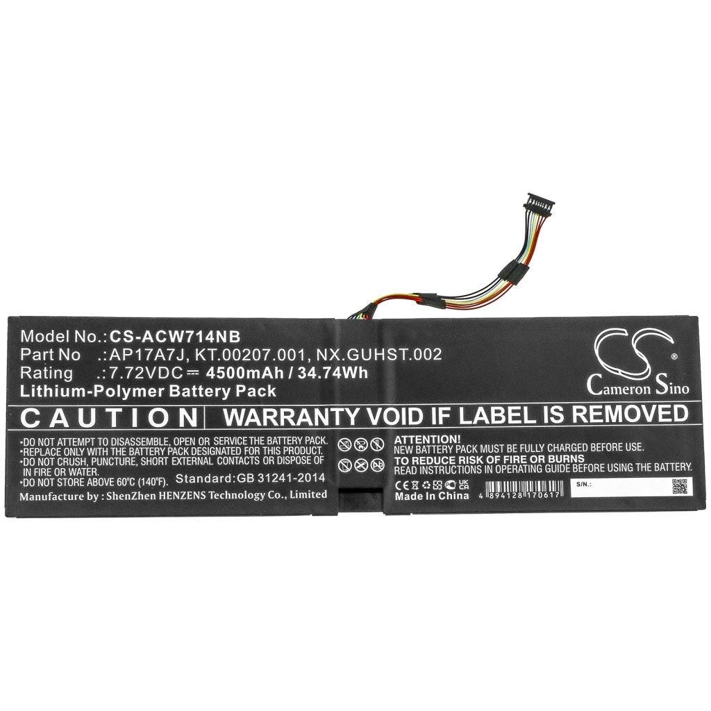 Înlocuire compatibilă pentru bateria Acer AP17A7J,KT.00207.001,NX.GUHST.002