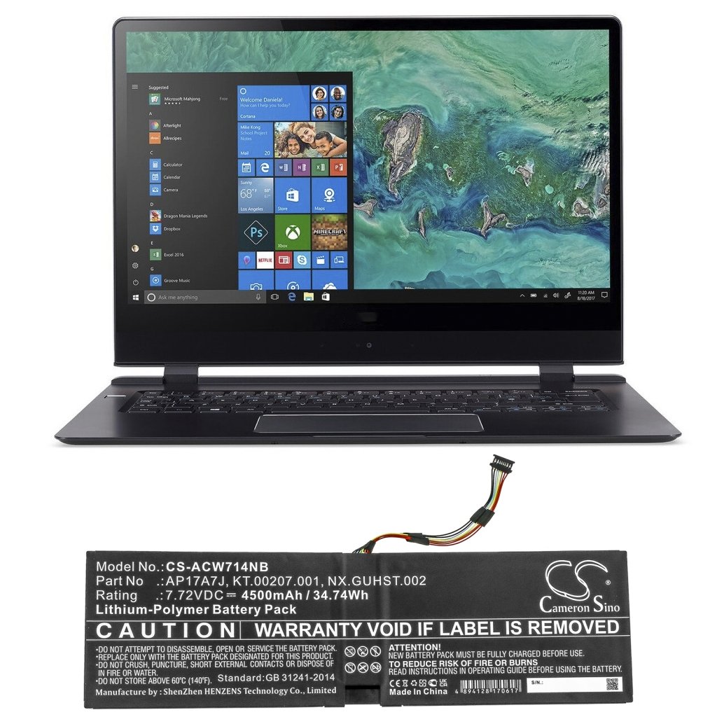 Înlocuire compatibilă pentru bateria Acer AP17A7J,KT.00207.001,NX.GUHST.002