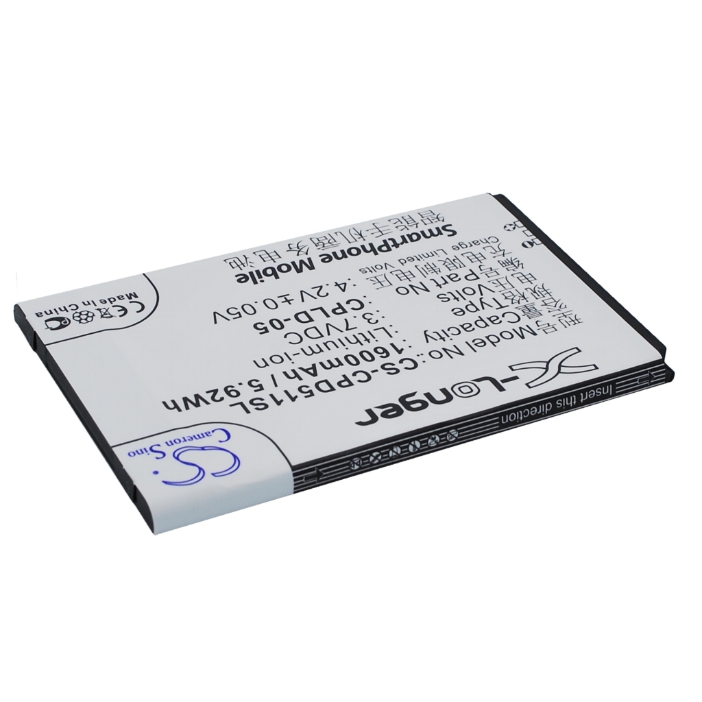Cameron Sino CS-CPD511SL battery front label reverse angle with logo