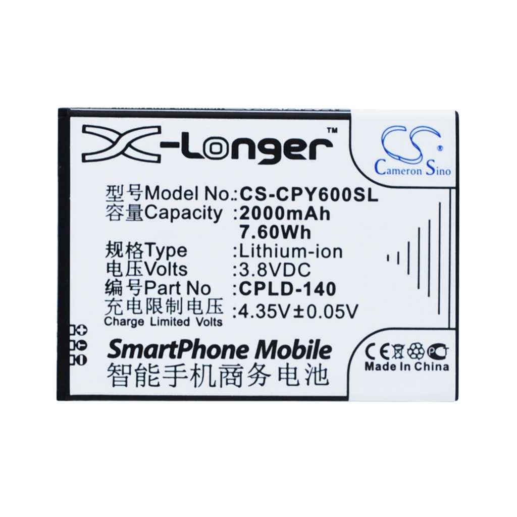 Baterie Cameron Sino CS-CPY600SL, etichetă plană 2000mAh 3,8V CPLD-140 cu specificații complete