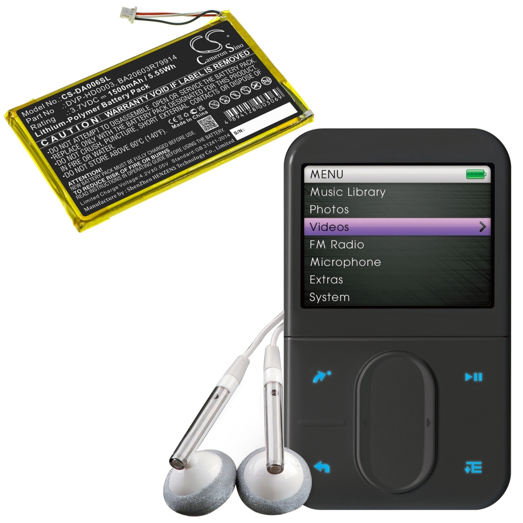 Baterii Baterie MP3, MP4, PMP CS-DA006SL