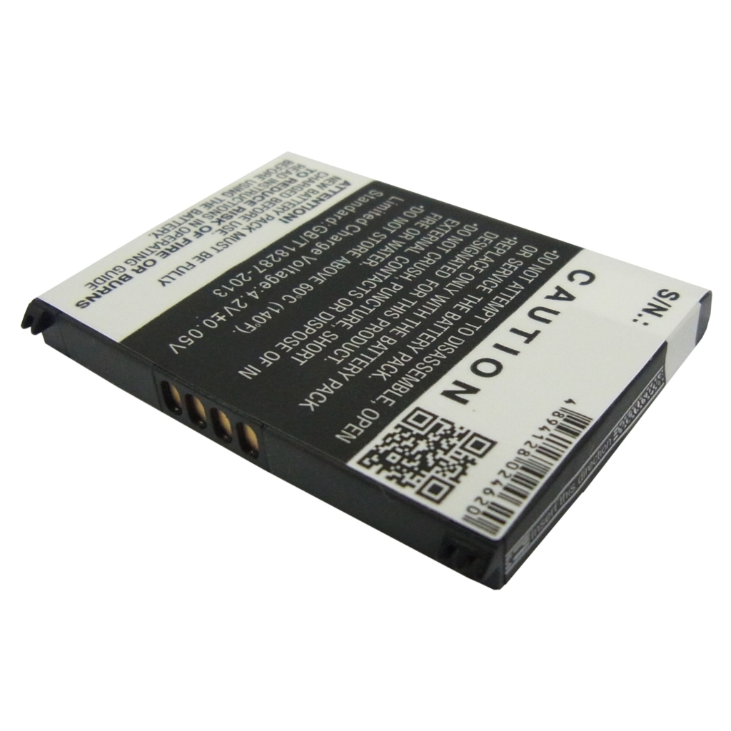 Cameron Sino CS-GM850SL vedere spate în unghi, avertismente siguranță, cod QR, cod de bare și contacte margine 4 pini