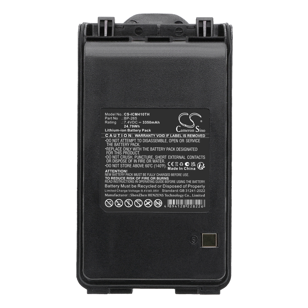 Cameron Sino CS-ICM410TH battery 7.4V 3350mAh front face with contacts