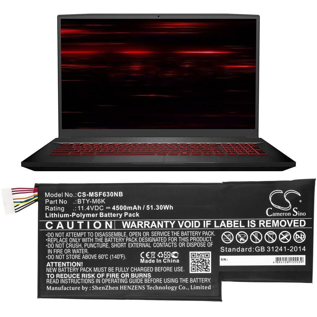 Înlocuire compatibilă pentru bateria MSI BTY-M6K
