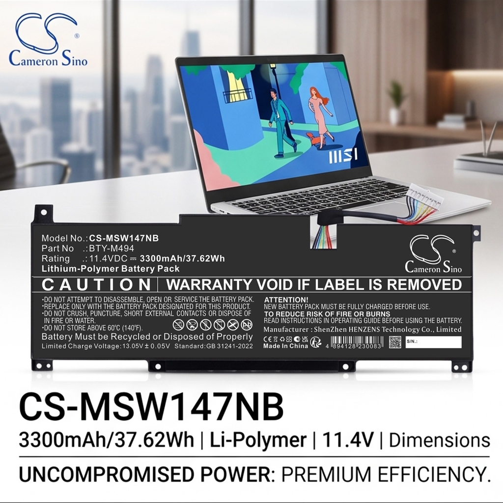 Battery compatible with MSI CS-MSW147NB