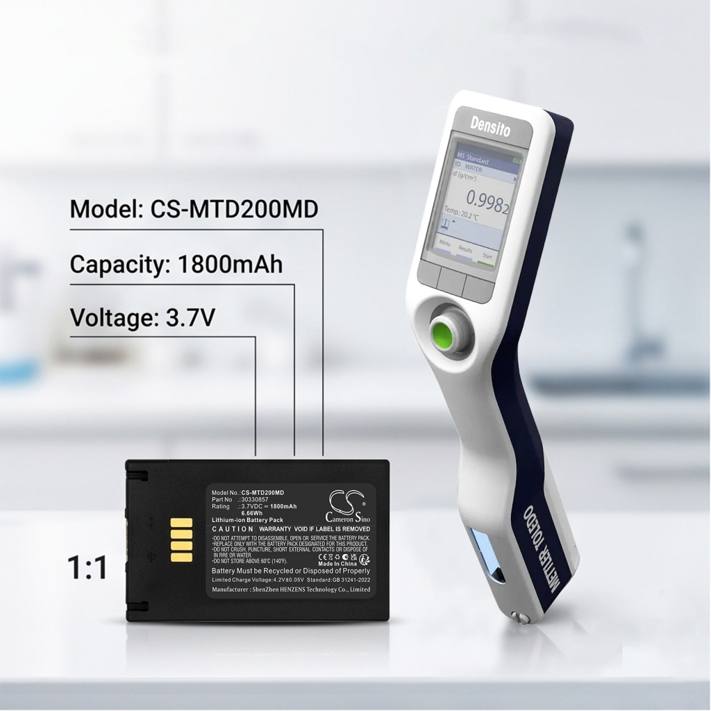 Baterii compatibil cu Mettler Toledo Densito Densito Portable Density Meter Density2Go CS-MTD200MD
