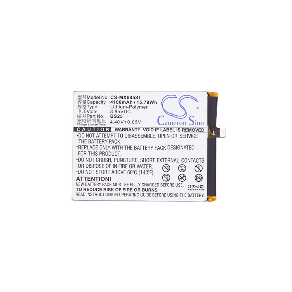 Compatible battery replacement for MeiZu BS25