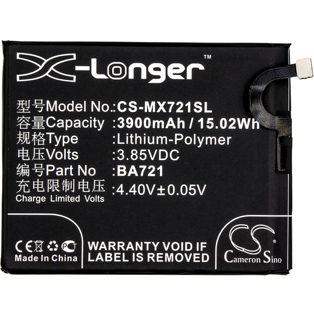 Compatible battery replacement for MeiZu BA721
