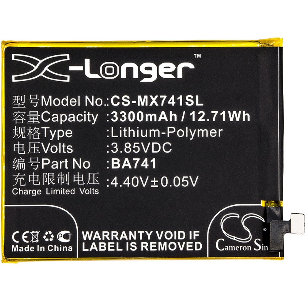 Compatible battery replacement for MeiZu BA741