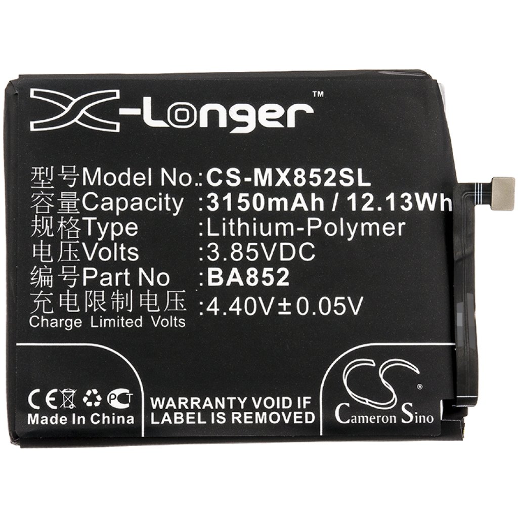 Compatible battery replacement for MeiZu BA852