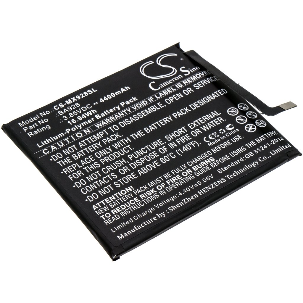 Compatible battery replacement for MeiZu BA928