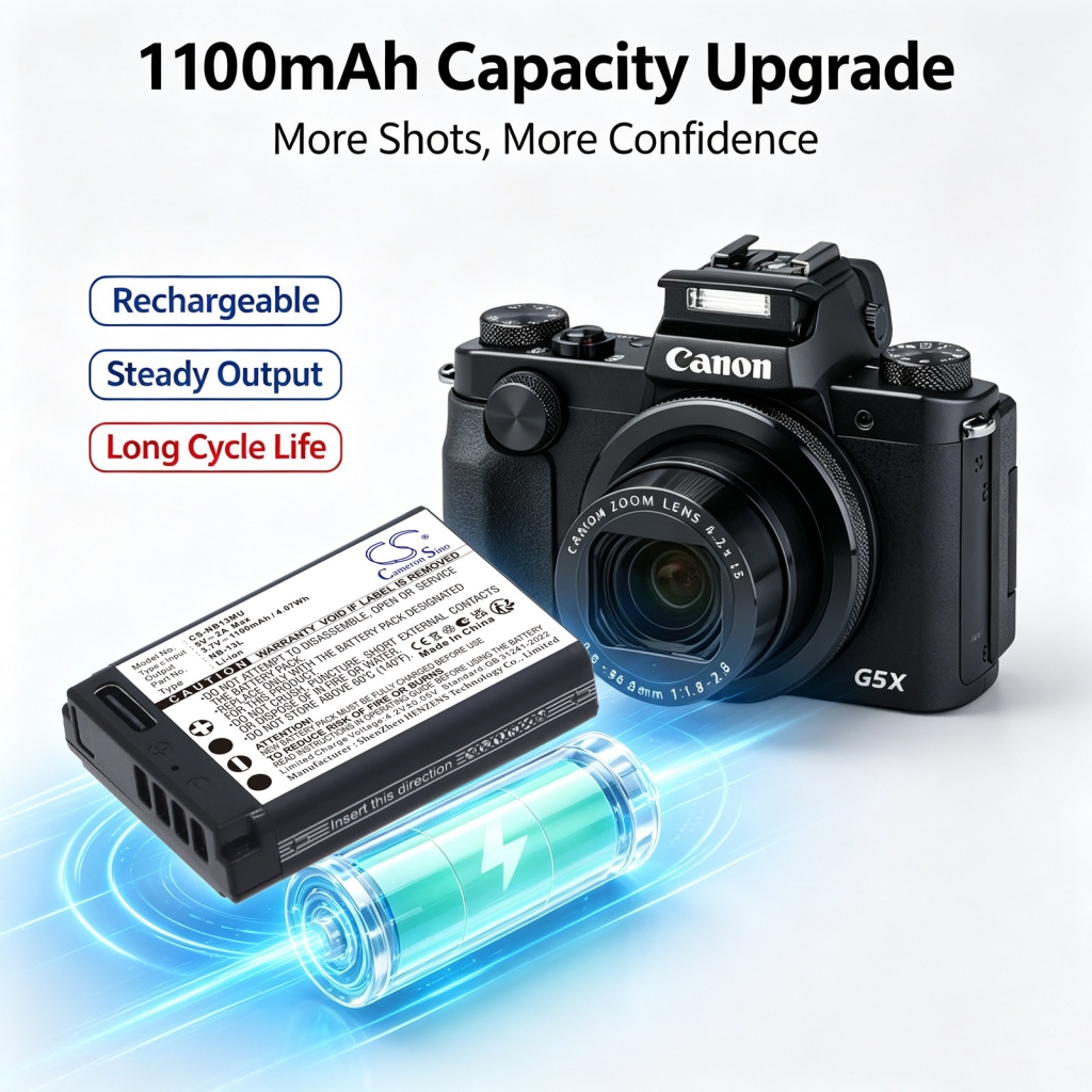 Baterii compatibil cu Canon PowerShot G1 X Mark III G5 X G5 X Mark II CS-NB13MU