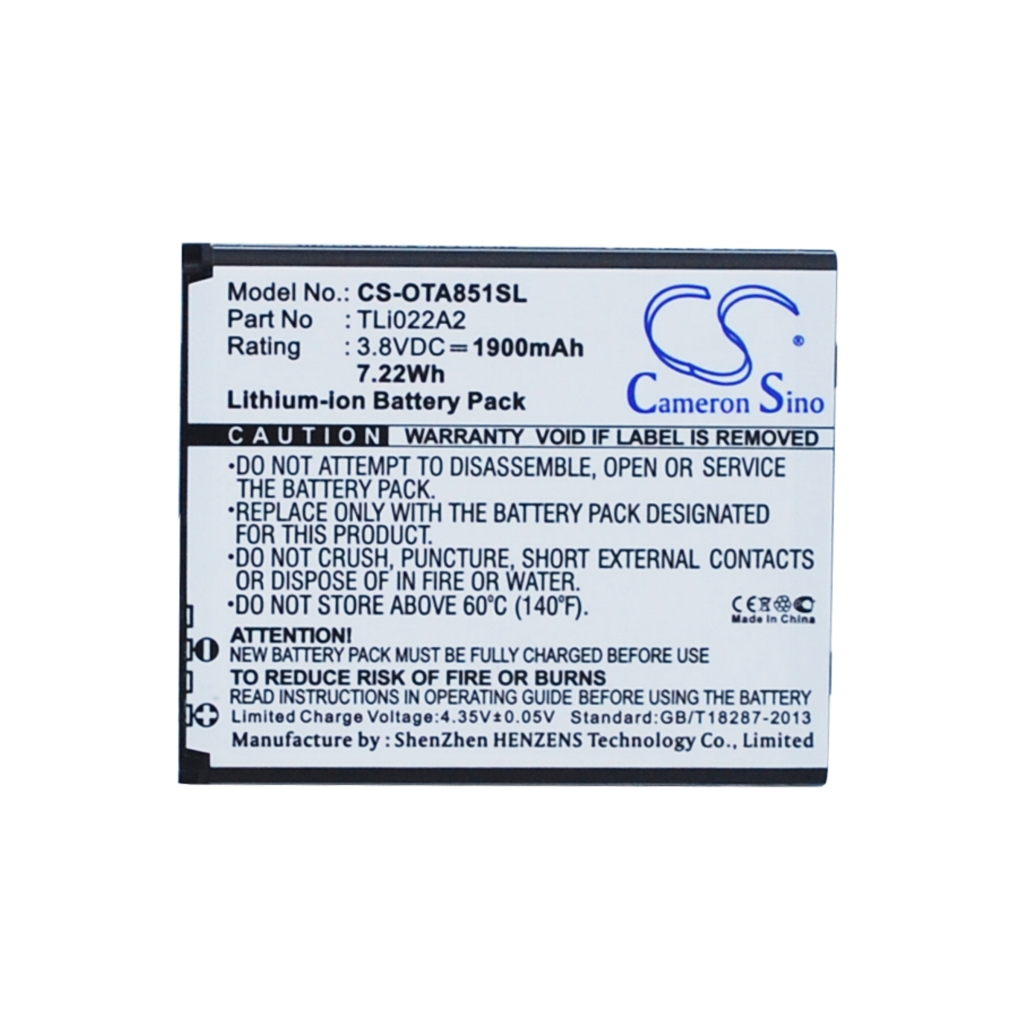 Baterie telefon mobil Alcatel OT-A851L (CS-OTA851SL)