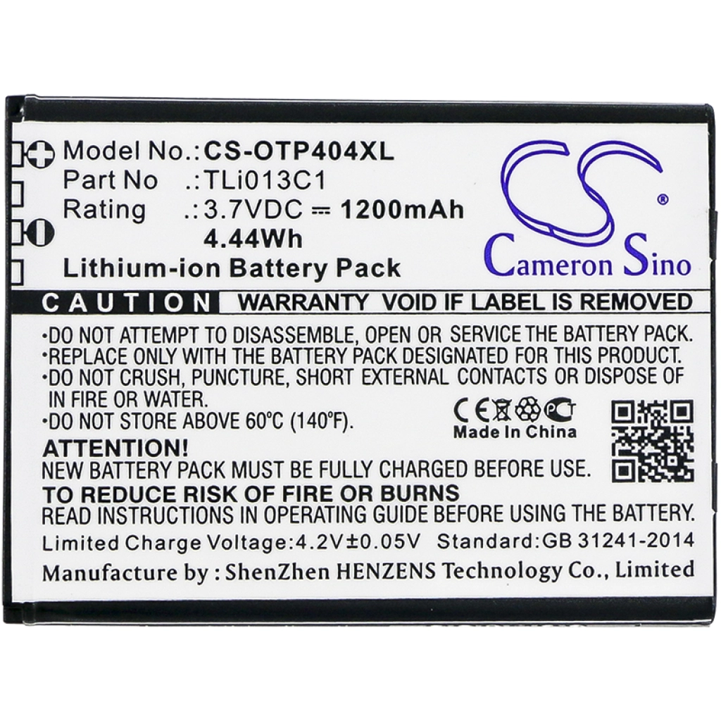 Compatible battery replacement for Alcatel TLI013C1