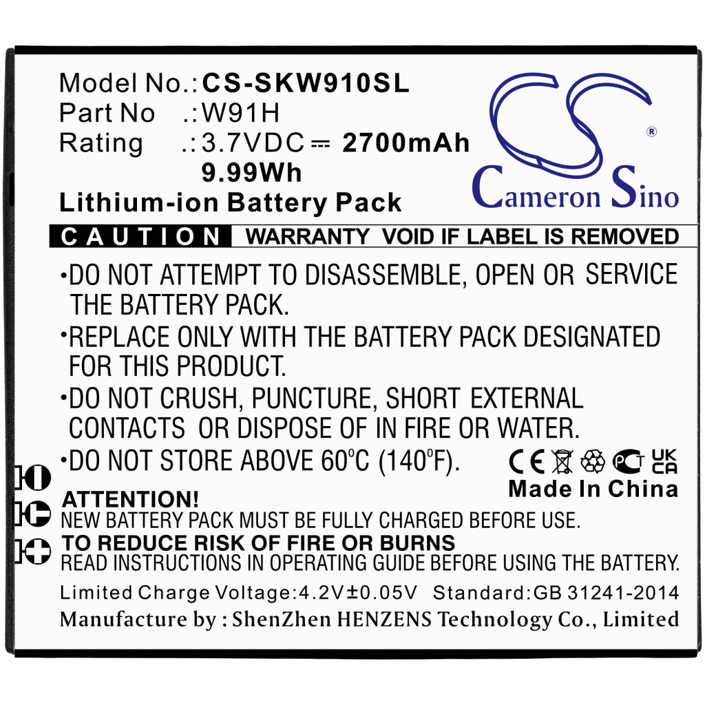 Compatible battery replacement for Skyroam W91H