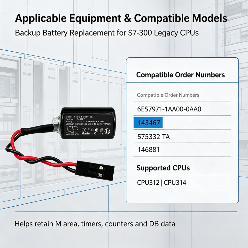 Baterii compatibil cu Siemens Simatic S5-100U S5-90U S5-95U CS-SMS511SL