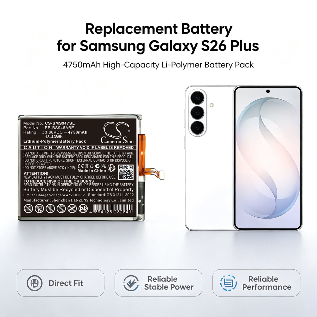 Batteries compatible with Samsung Galaxy S26 Plus S26+ CS-SMS947SL