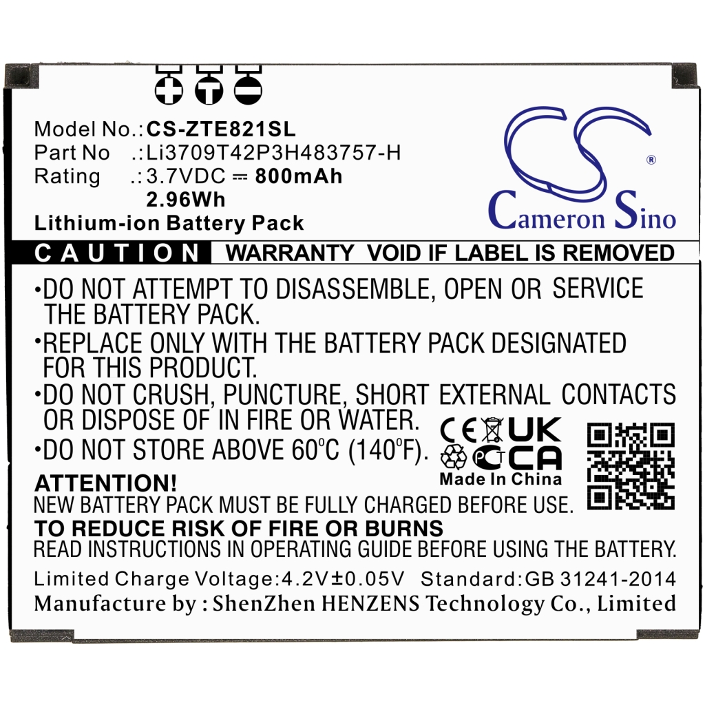 Înlocuire compatibilă pentru bateria ZTE LI3709T42P3H483757-H