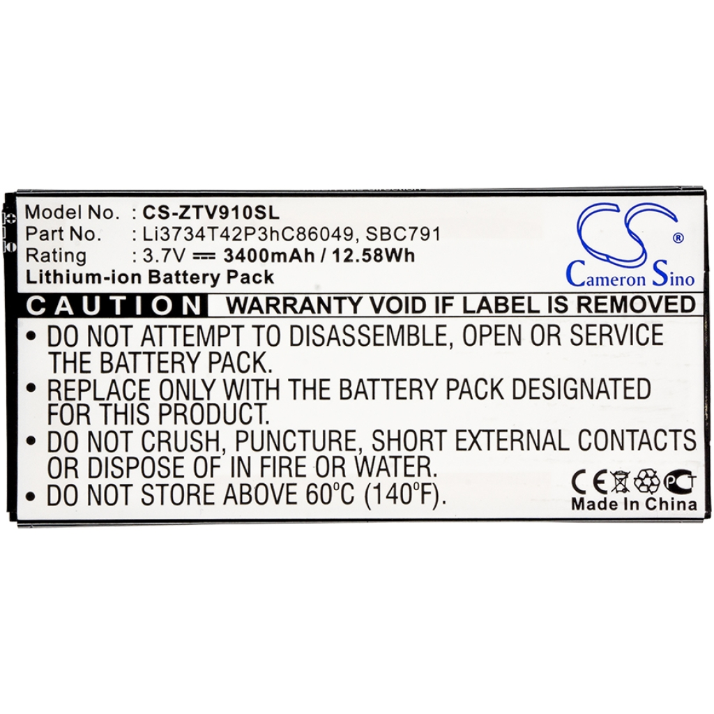 Înlocuire compatibilă pentru bateria ZTE LI3734T42P3HC86049,SBC791