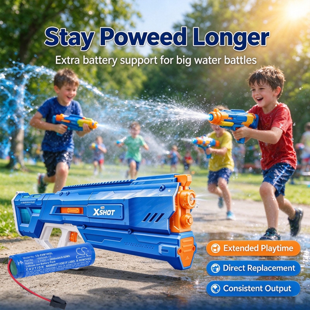 Baterii compatibil cu Zuru X-Shot Motor Soakers Mega Pulse Water Gun CS-ZXM100SL