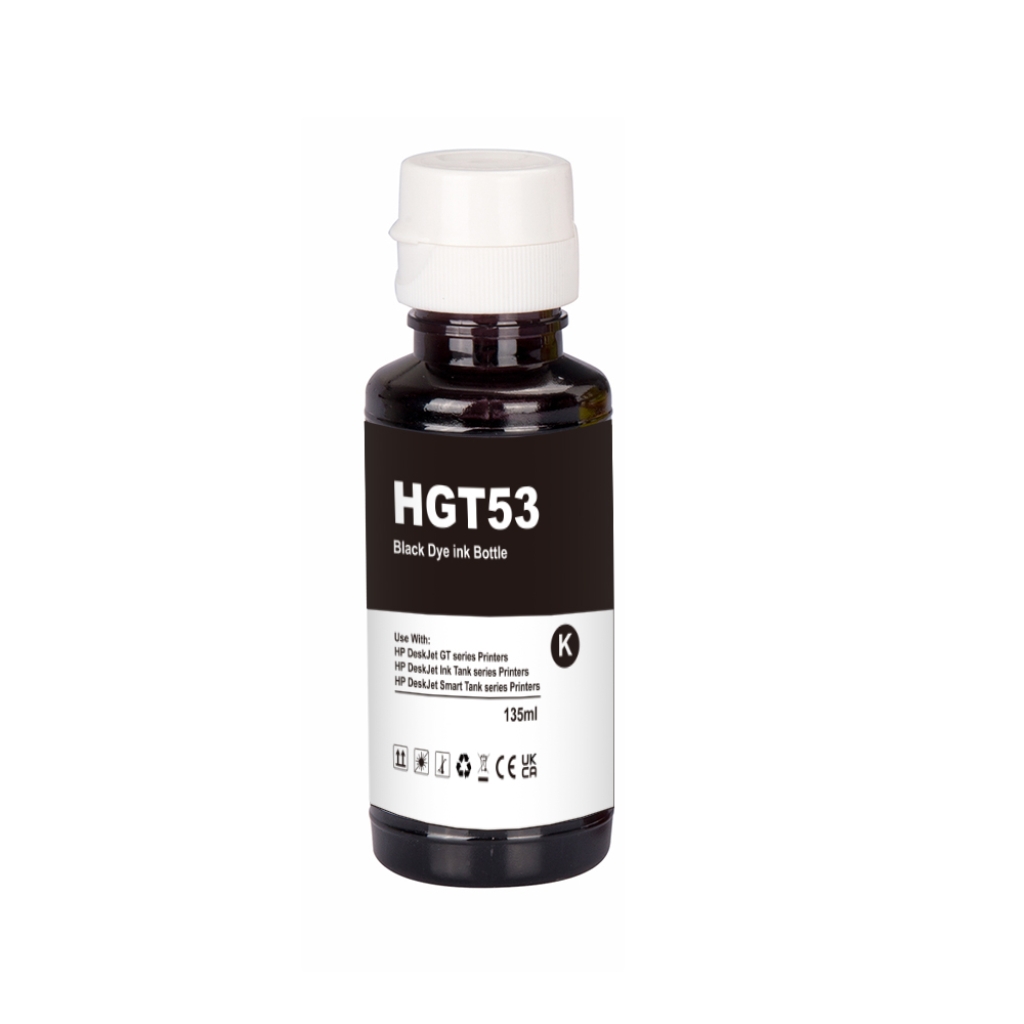 Compatibil cu HP GT53XLBK(1VV21AA) / 135ml Cerneală Negru (Cerneală de imprimare)